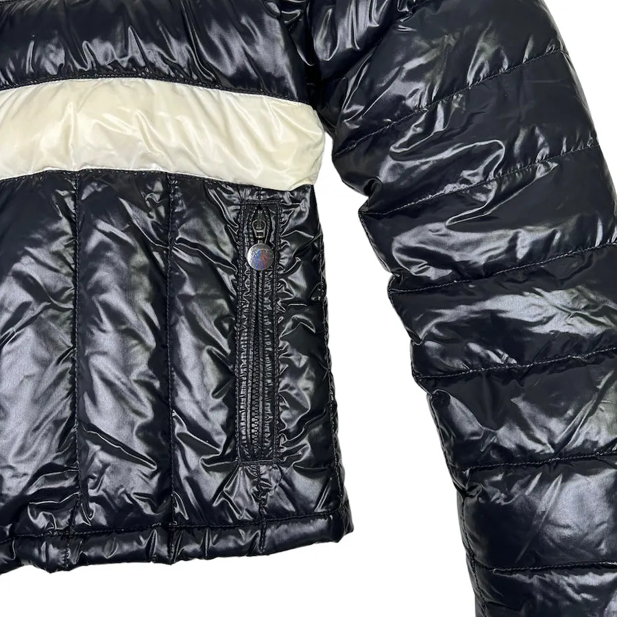 MONCLER ERIC WHITE STRIPE DOWN JACKET - BLACK