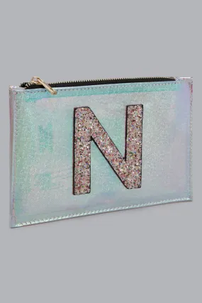 Multicolour Letter N Pouch