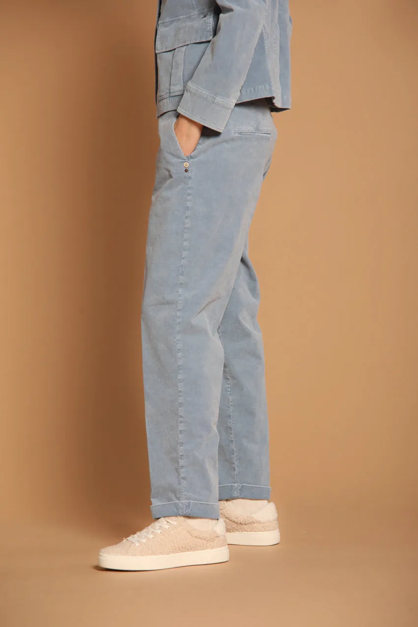 New York Cozy pantalone chino donna in velluto 1000 righe relaxed fit