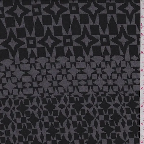 Nickel/Black Geo Jacquard Double Knit Fabric