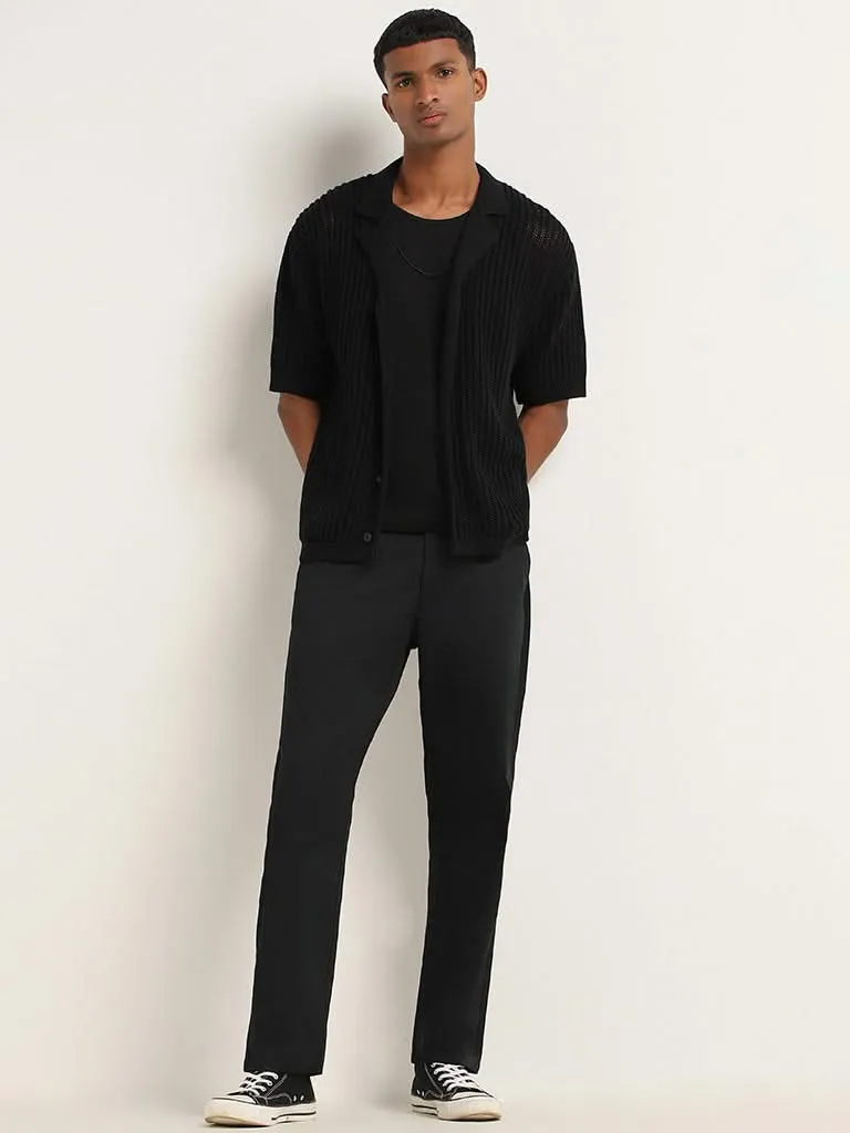 Nuon Black Cotton Relaxed-Fit Trousers