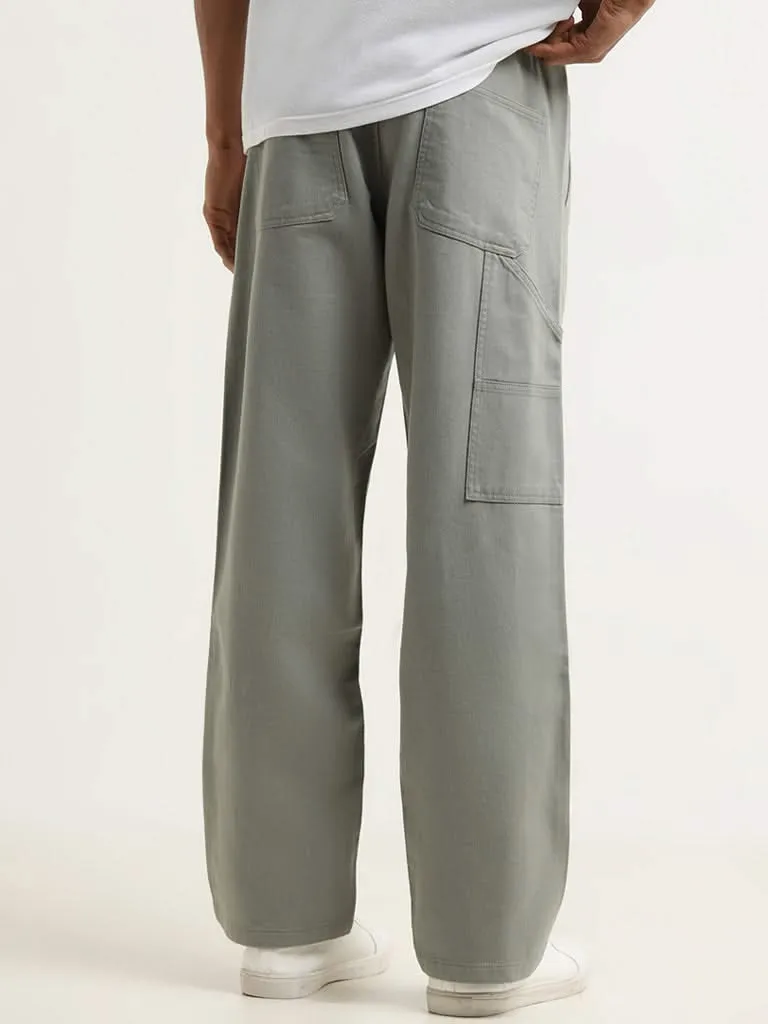 Nuon Sage Cotton Relaxed Fit Mid Rise Pants