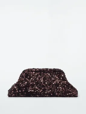 Oversized sequined framed clutch