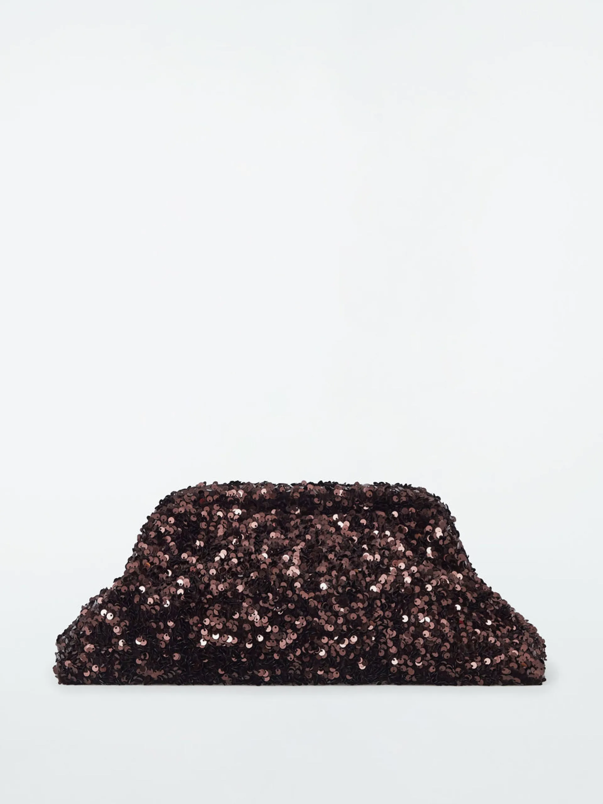 Oversized sequined framed clutch