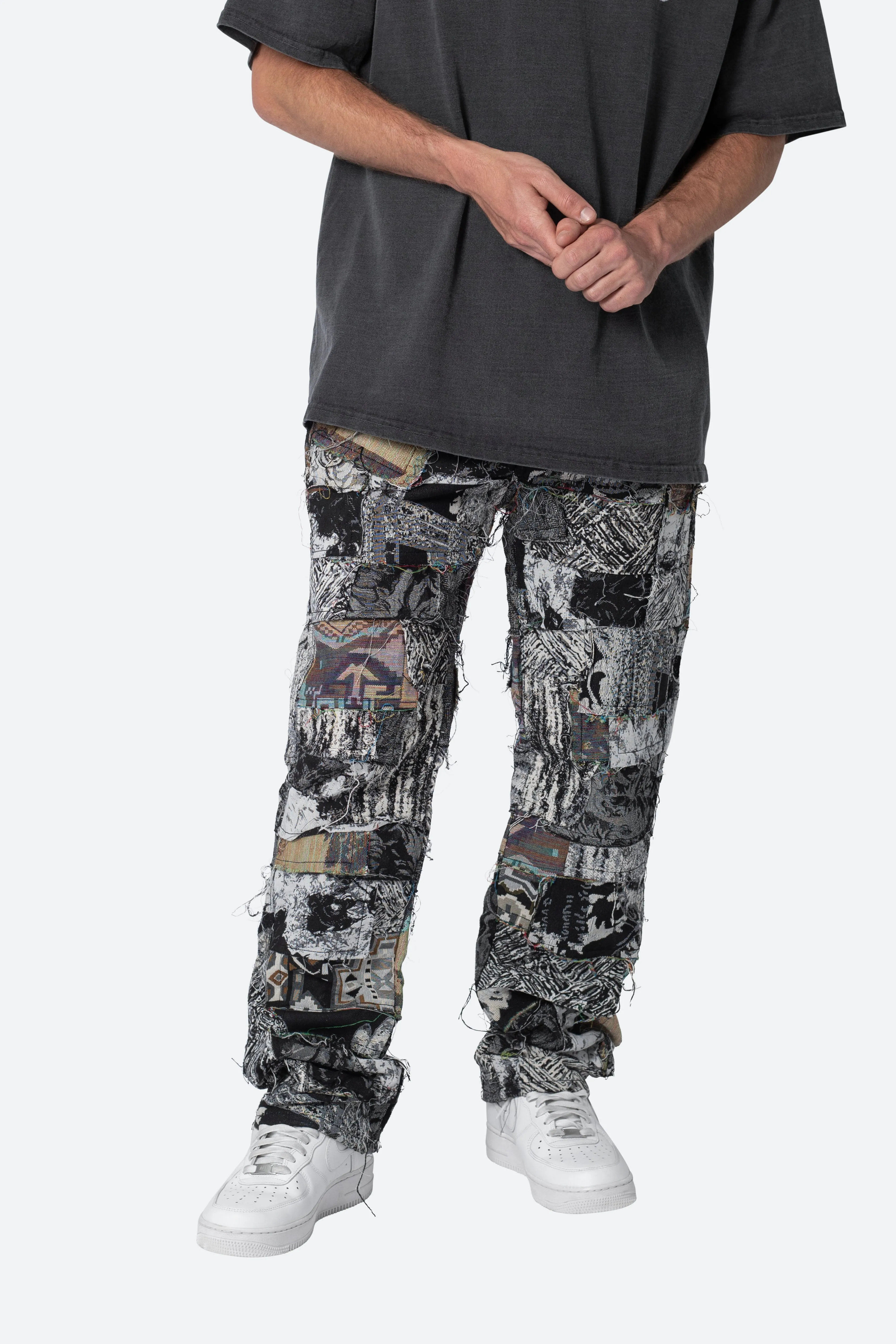 Paneled Blanket Pants - Black/White