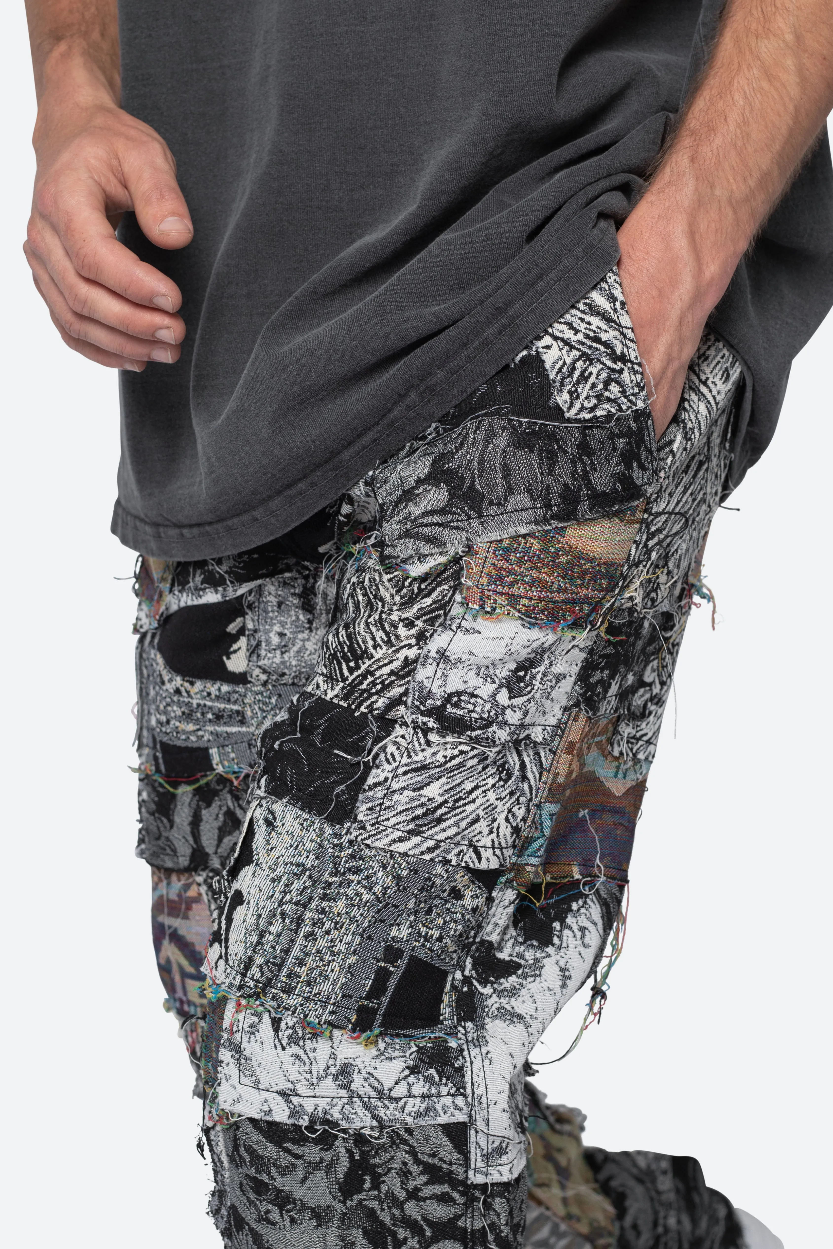 Paneled Blanket Pants - Black/White