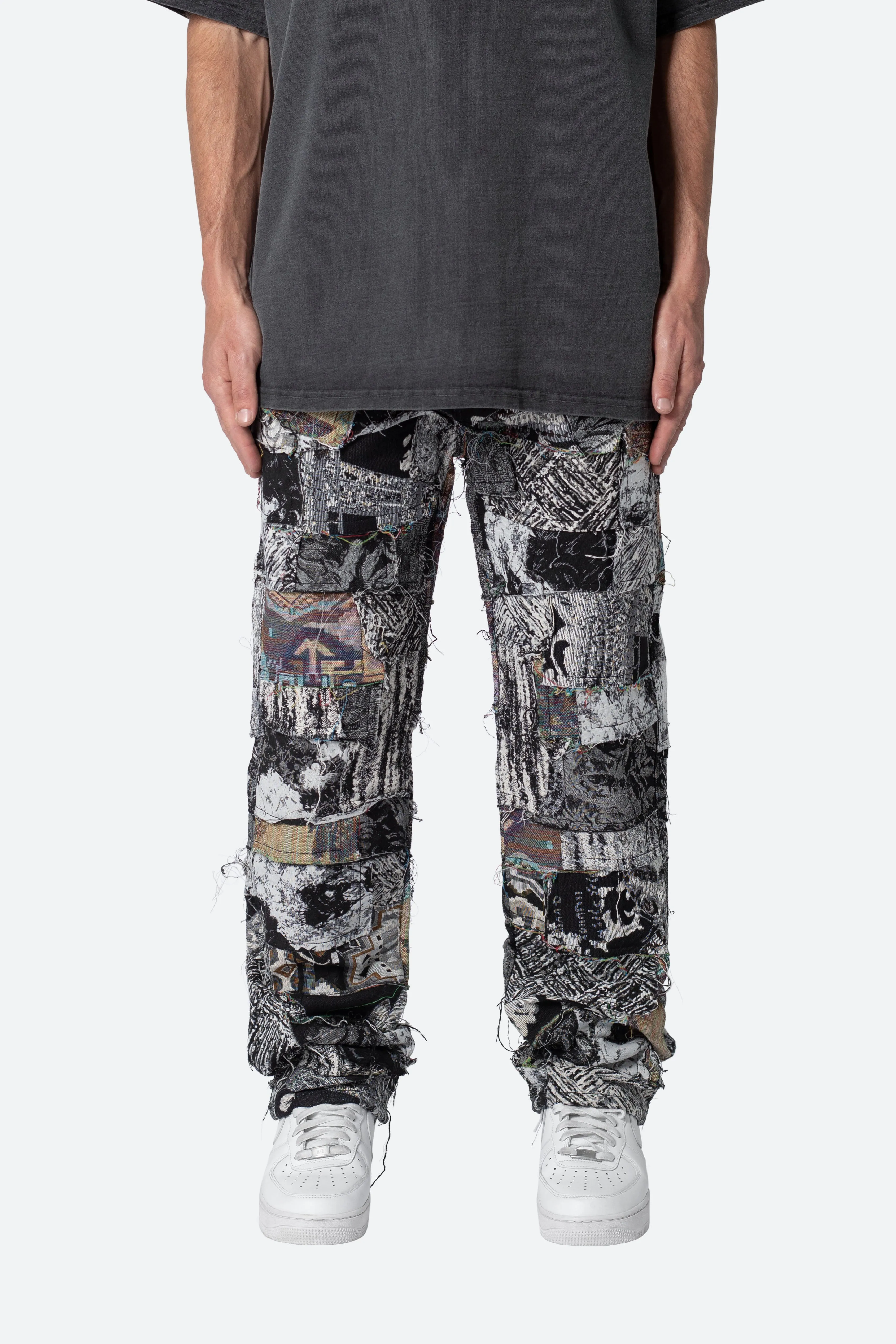 Paneled Blanket Pants - Black/White