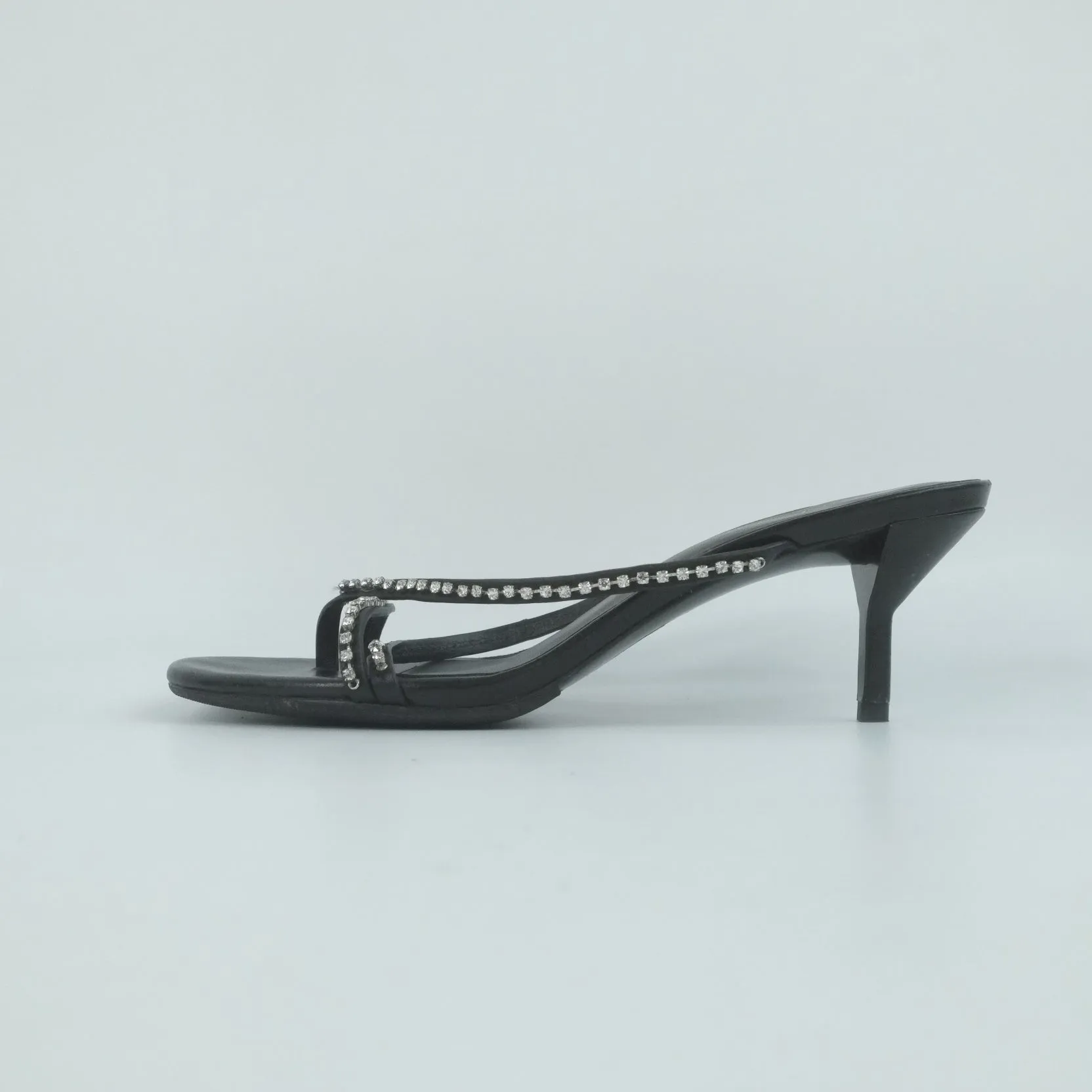 Philip Lim Heels Black Leather Crystal 37