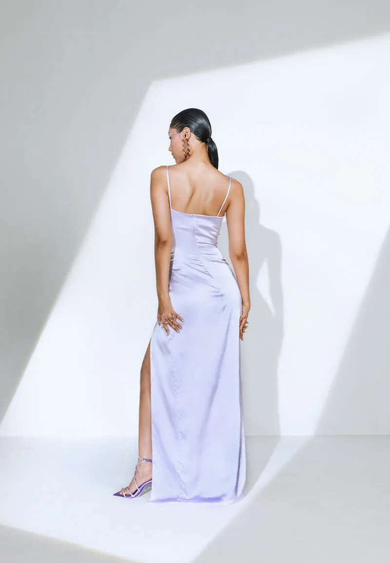 Pleated Sleeveless Maxi Dress in Lilac