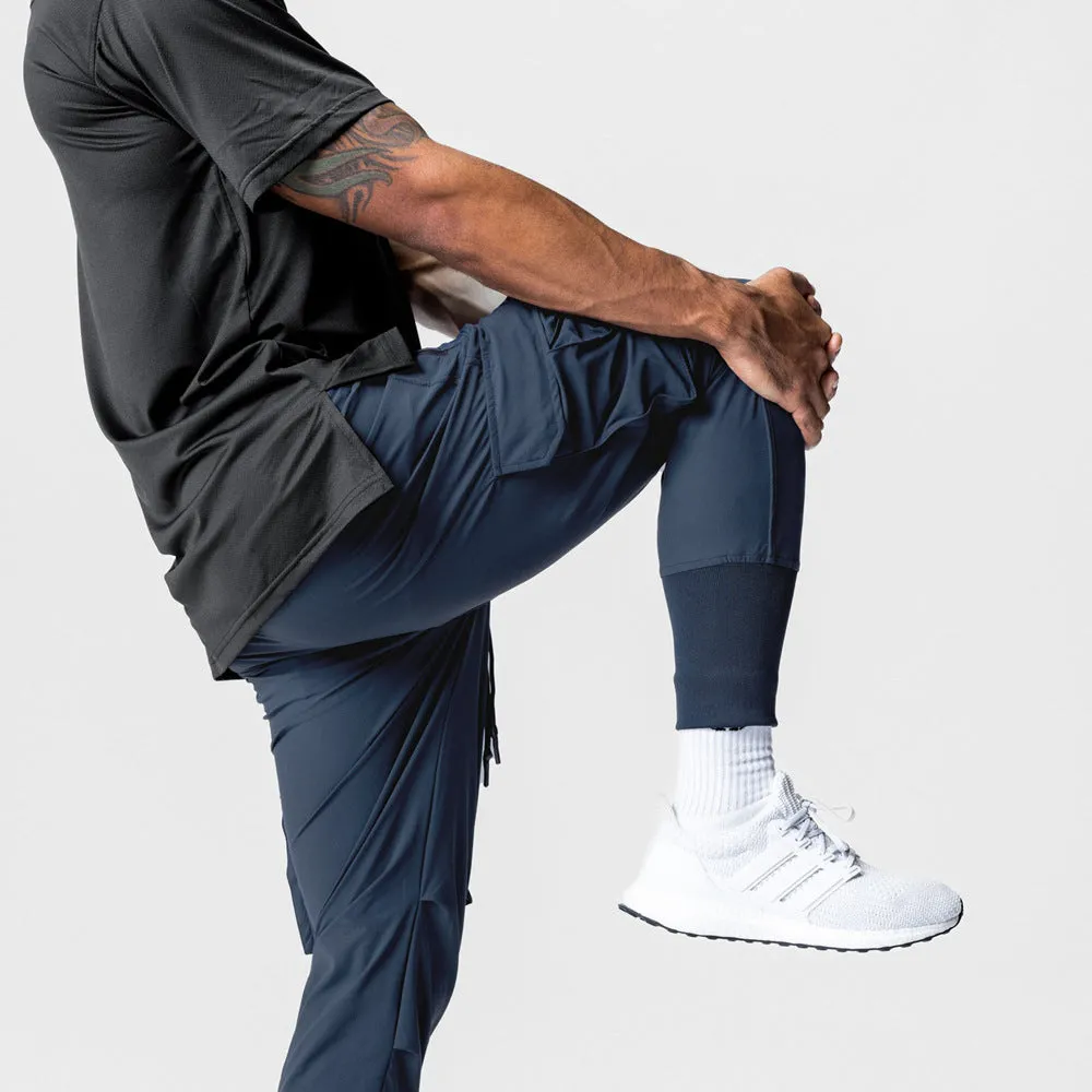 QUICK DRY SKINNY DRAWSTRING MULTI POCKET RUNNING PANTS