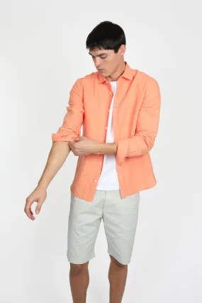 Relaxed Fit Coral Linen Shirt