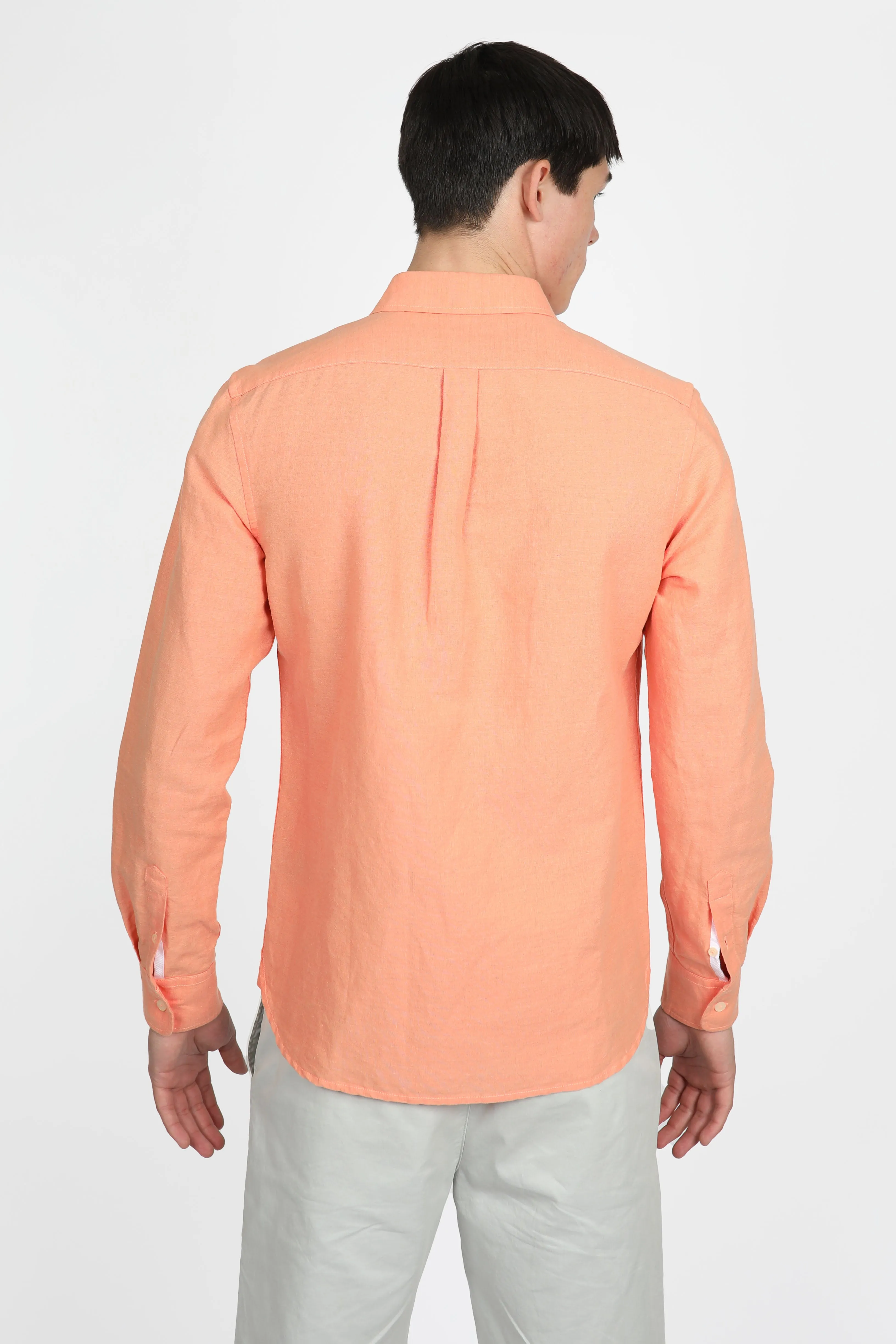 Relaxed Fit Coral Linen Shirt