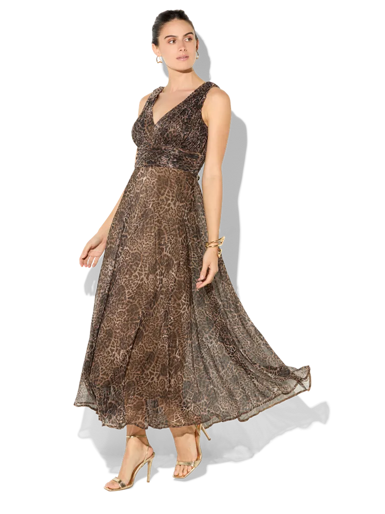 Rumi Animal Print Metallic Dress