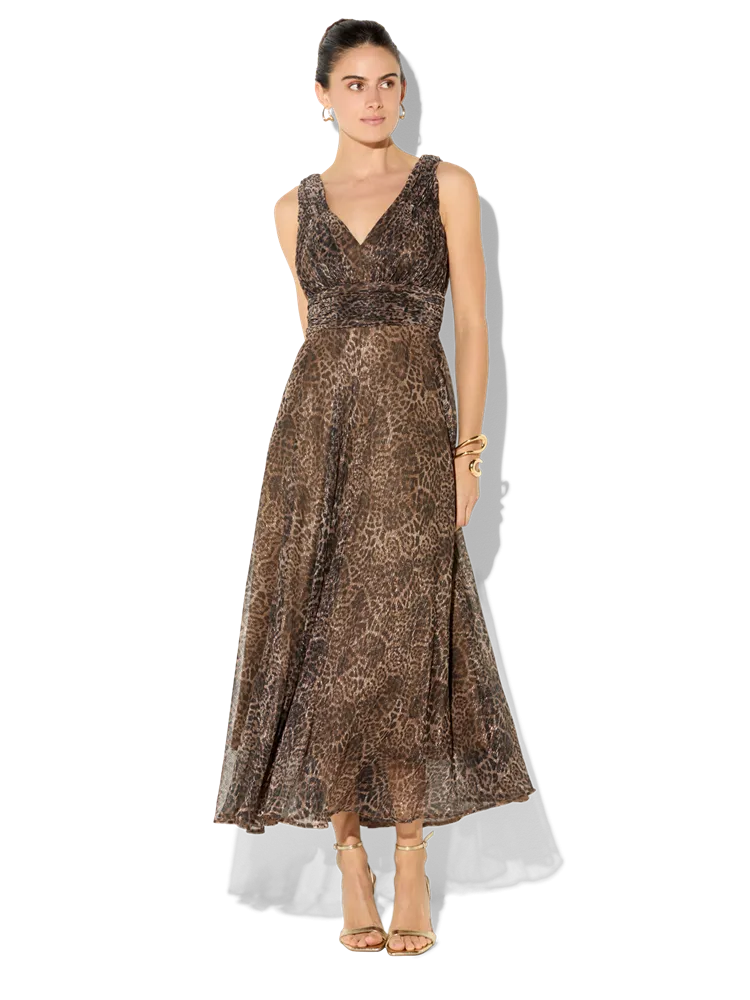 Rumi Animal Print Metallic Dress