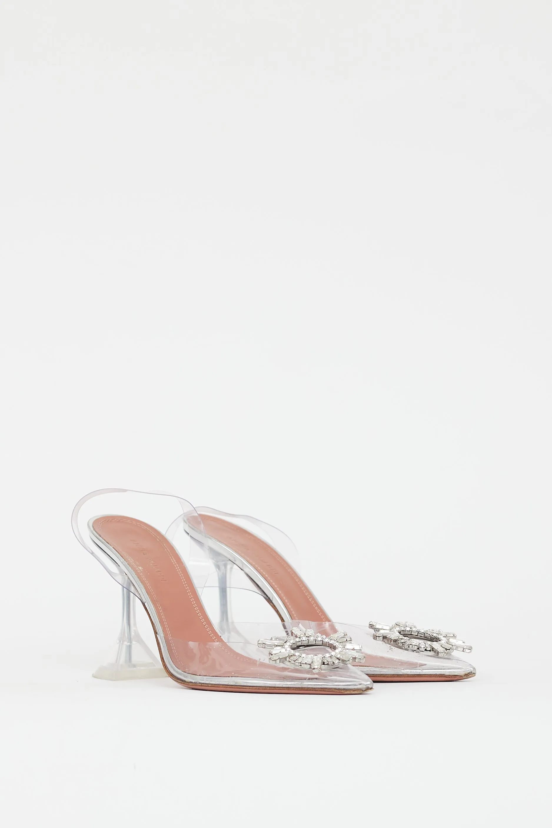 Silver Begum Glass Transparent Heel