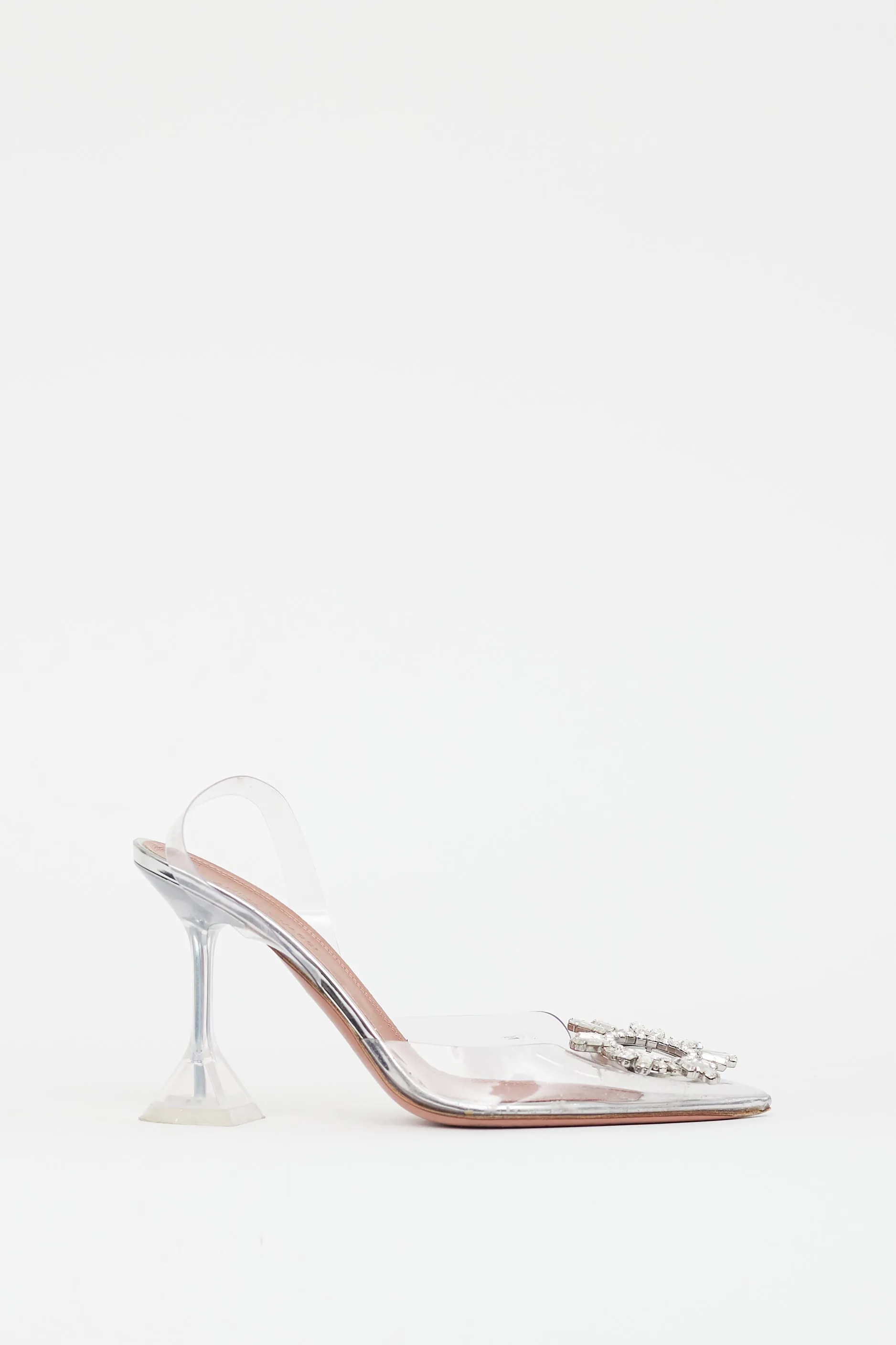 Silver Begum Glass Transparent Heel