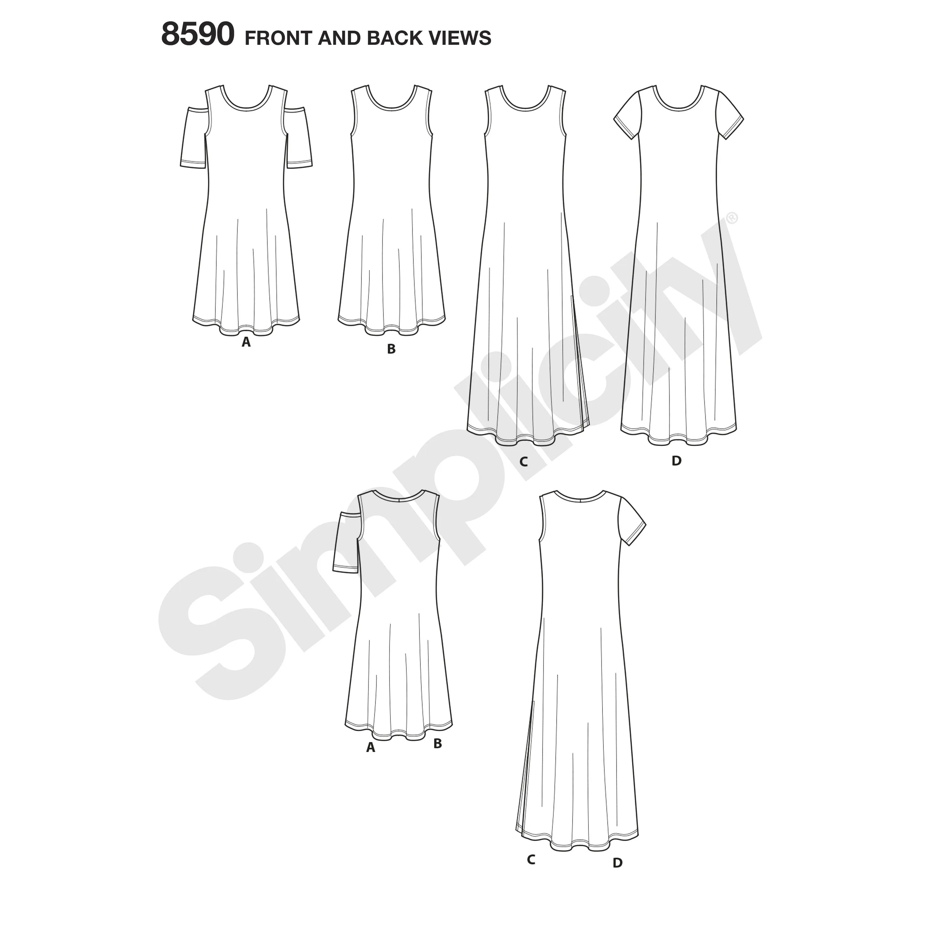 Simplicity Pattern 8590 knit dresses