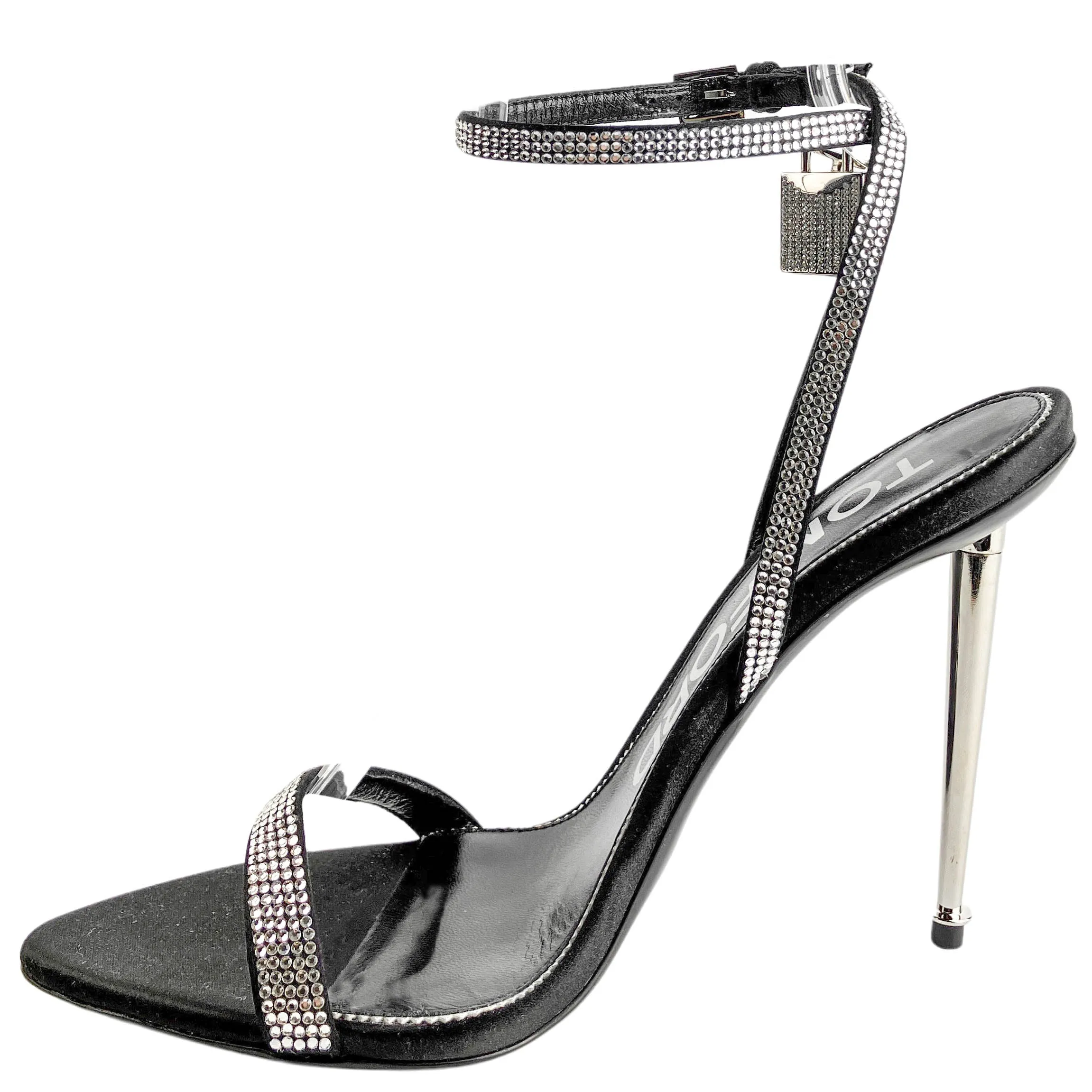 Tom Ford Satin and Crystal Heels in Black