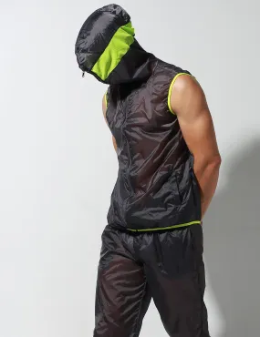 Translucent Quick-Dry Sport Sleeveless Hooded Jacket S2901