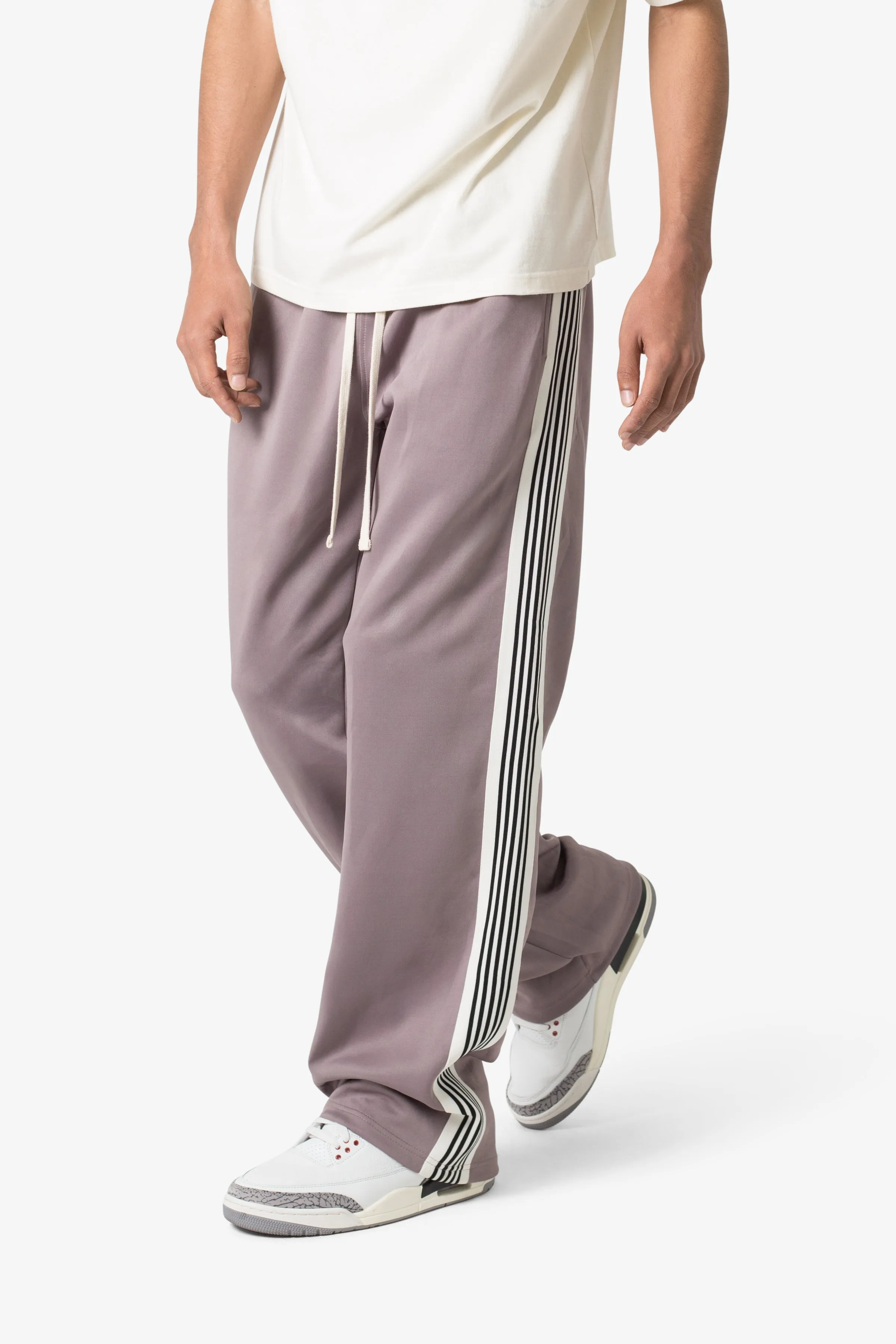 Tricot Side Stripe Pants - Mauve