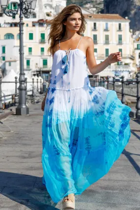 Turquoise Plus Size Silk Maxi Dress