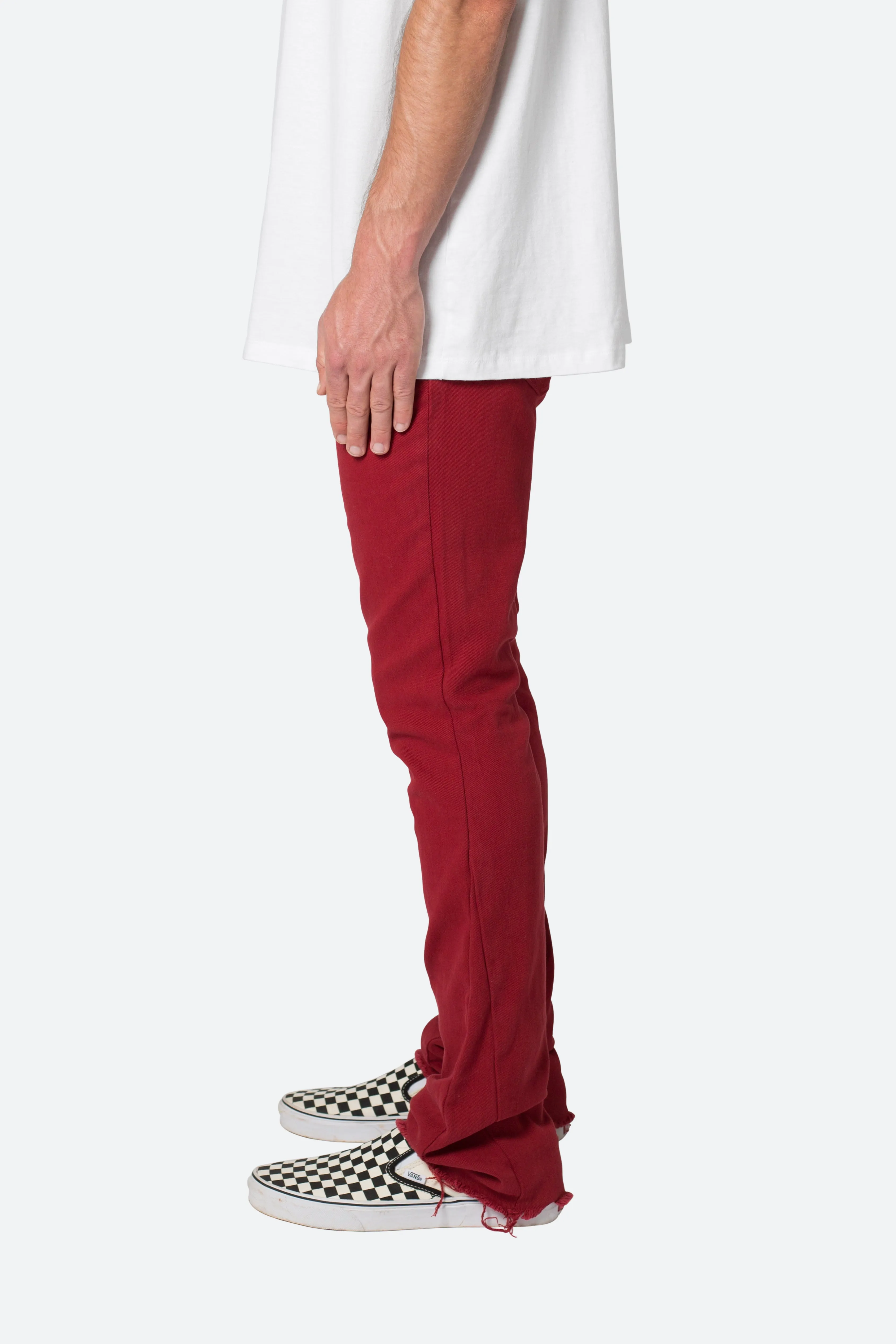 Twill Slim Stacked Pants - Burgundy