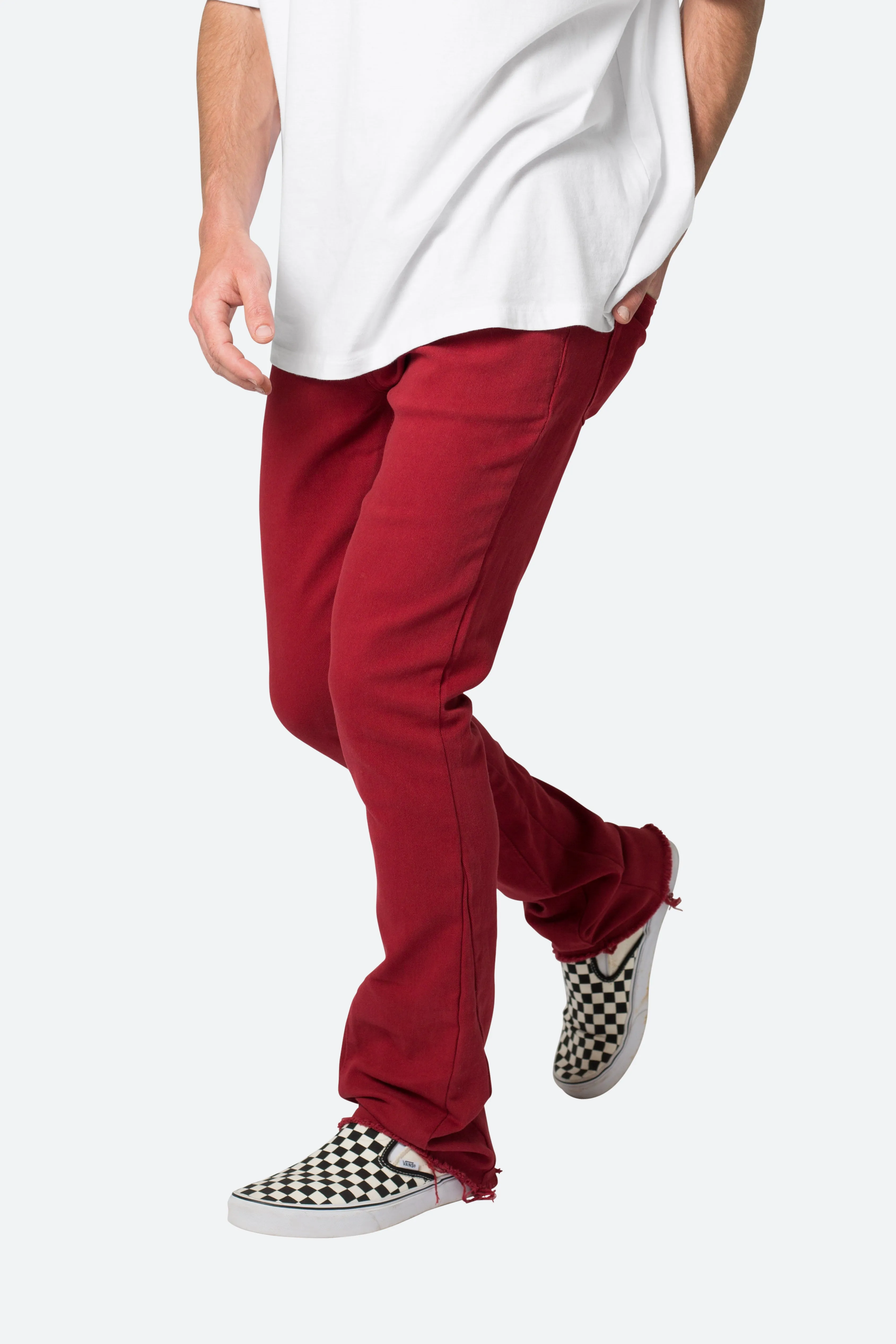 Twill Slim Stacked Pants - Burgundy