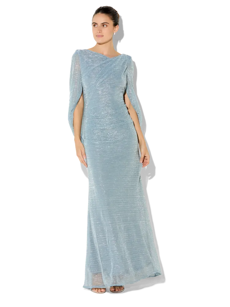 Vivian Sky Blue Metallic Gown