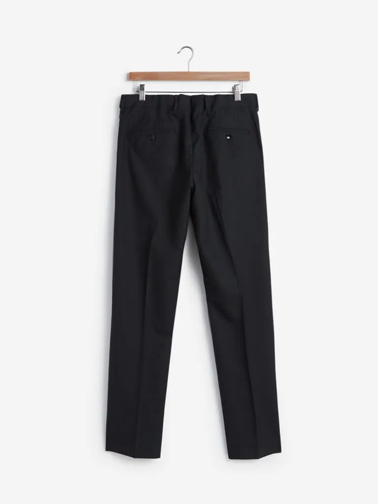 WES Formals Black Relaxed Fit Trousers