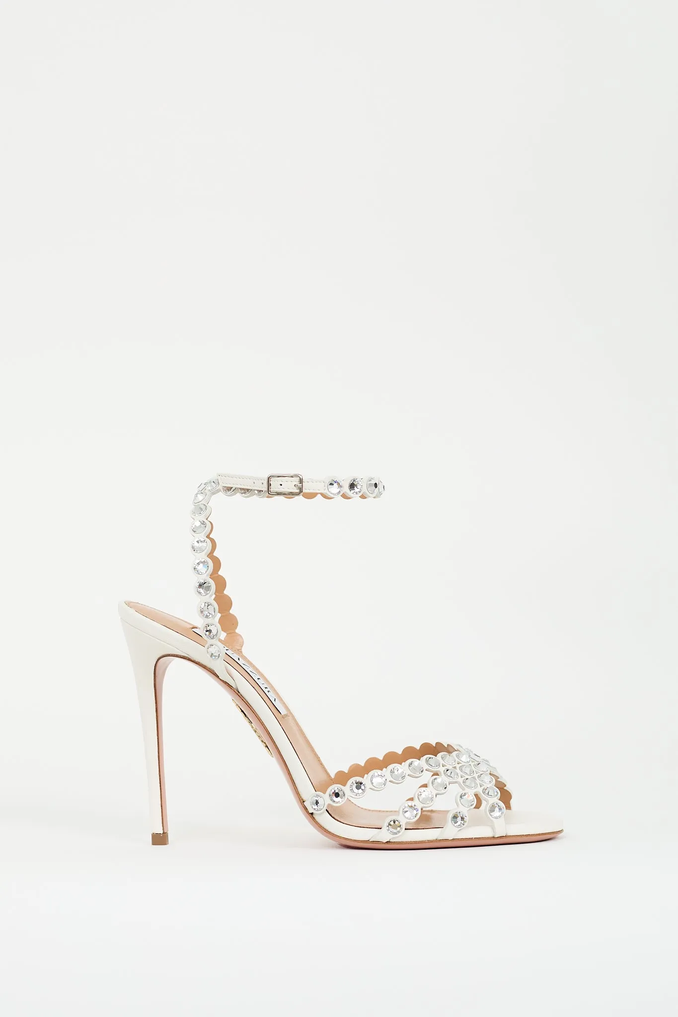 White Leather Crystal Tequila 105 Heel