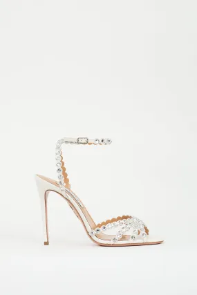 White Leather Crystal Tequila 105 Heel