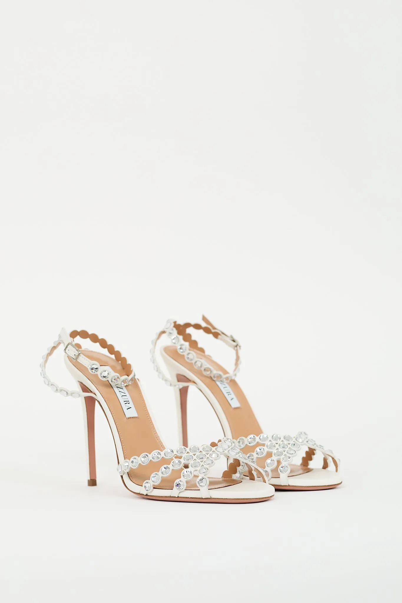 White Leather Crystal Tequila 105 Heel