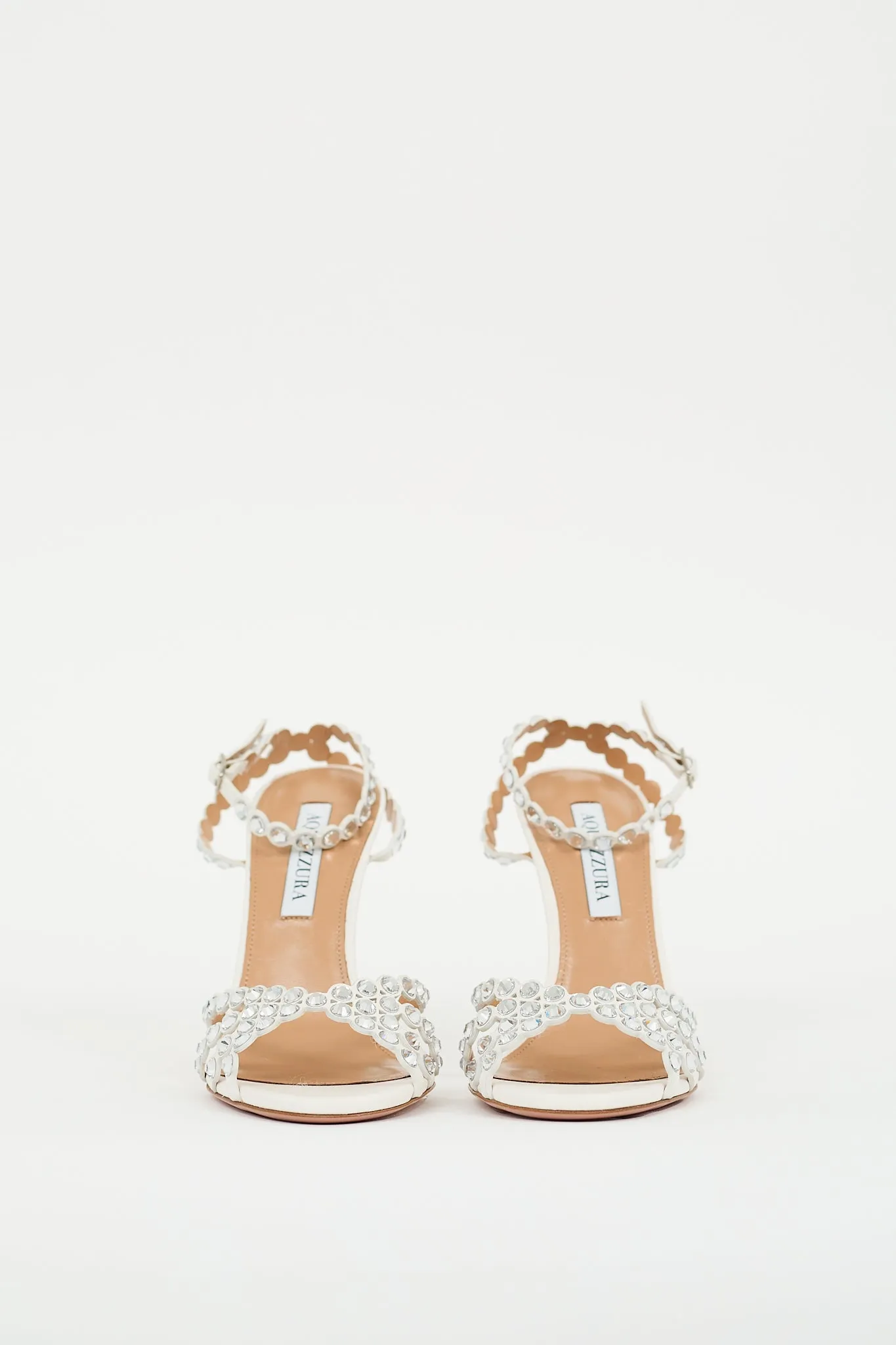 White Leather Crystal Tequila 105 Heel