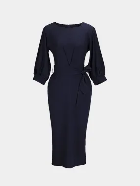 Wholesale Black Crew Neck Long Sleeve Maxi Dress