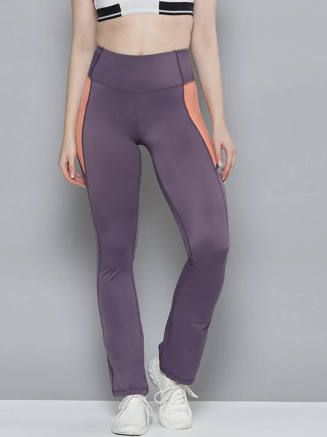 Women's Purple Solid Quick Dry Bootcut Pocket Track Pants