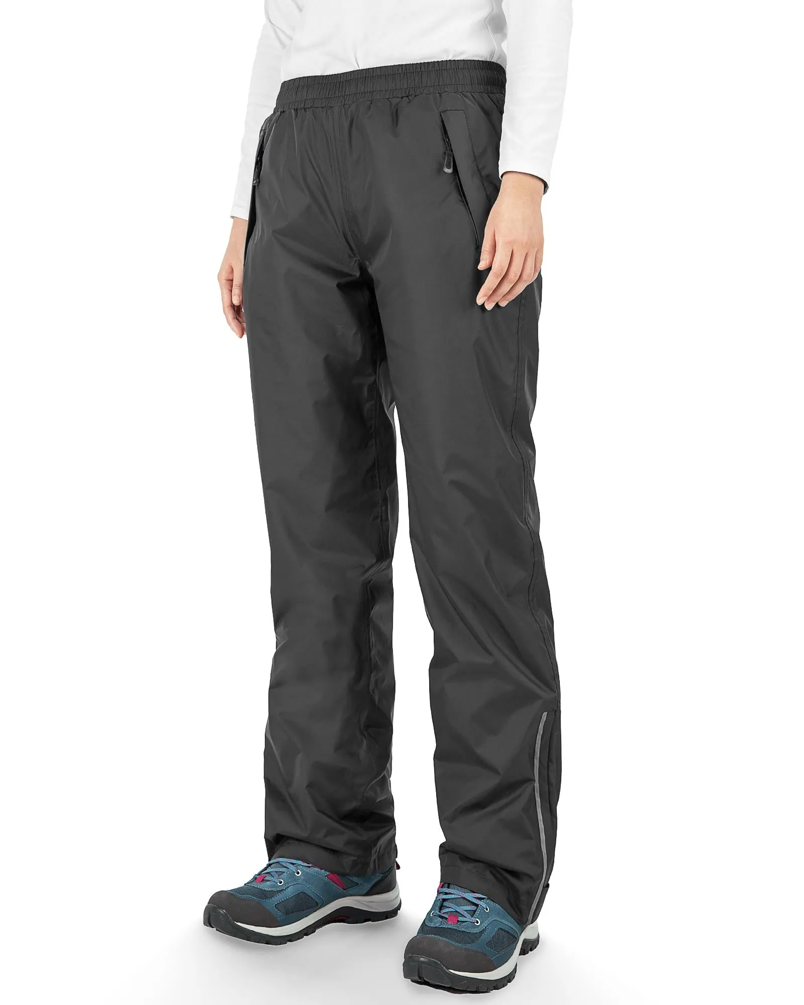 Women's Rain Pants with Reflective and Adjustable Design: 0.55 lbs 5000mm W/P Index 5000 Level Breathable