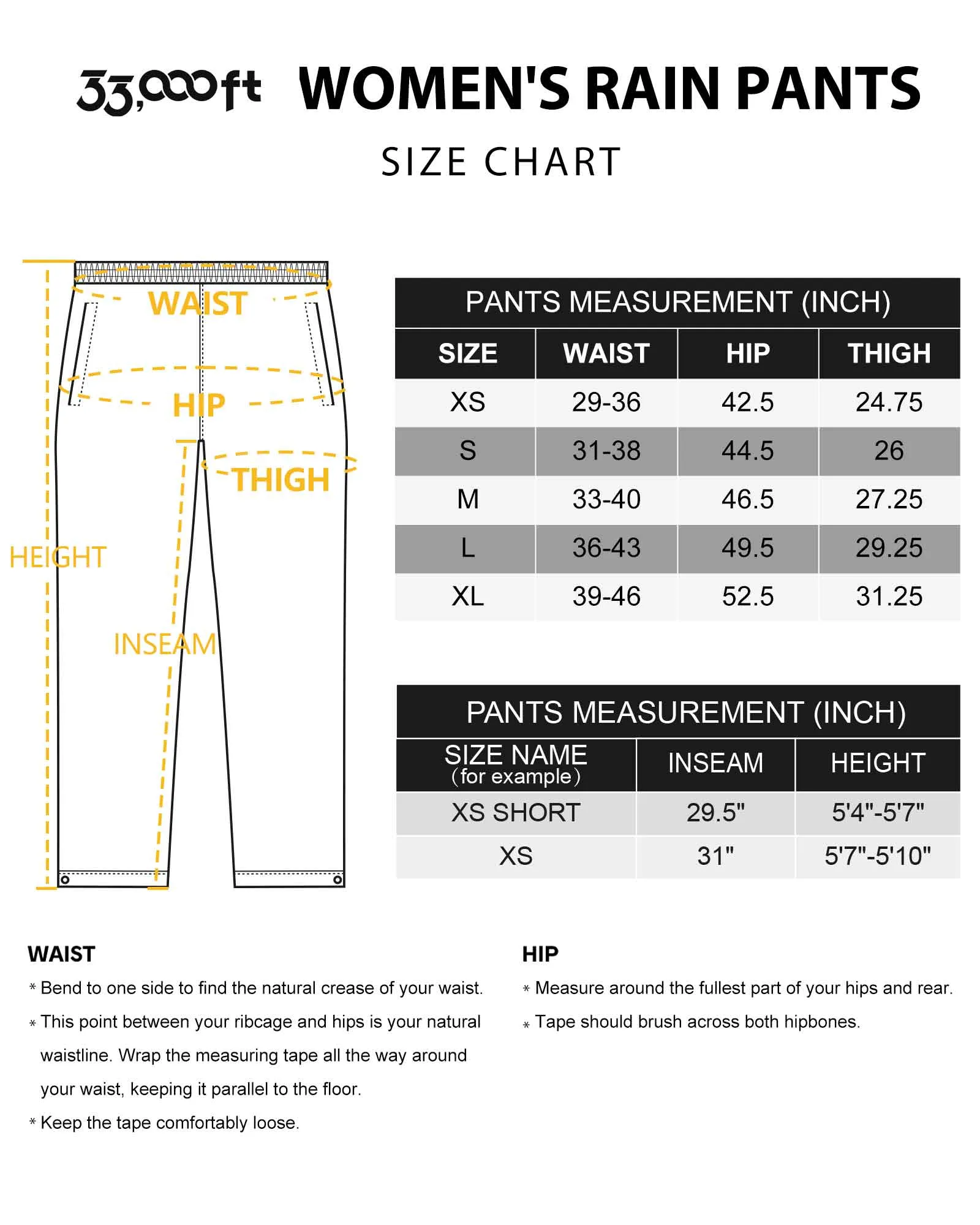 Women's Rain Pants with Reflective and Adjustable Design: 0.55 lbs 5000mm W/P Index 5000 Level Breathable