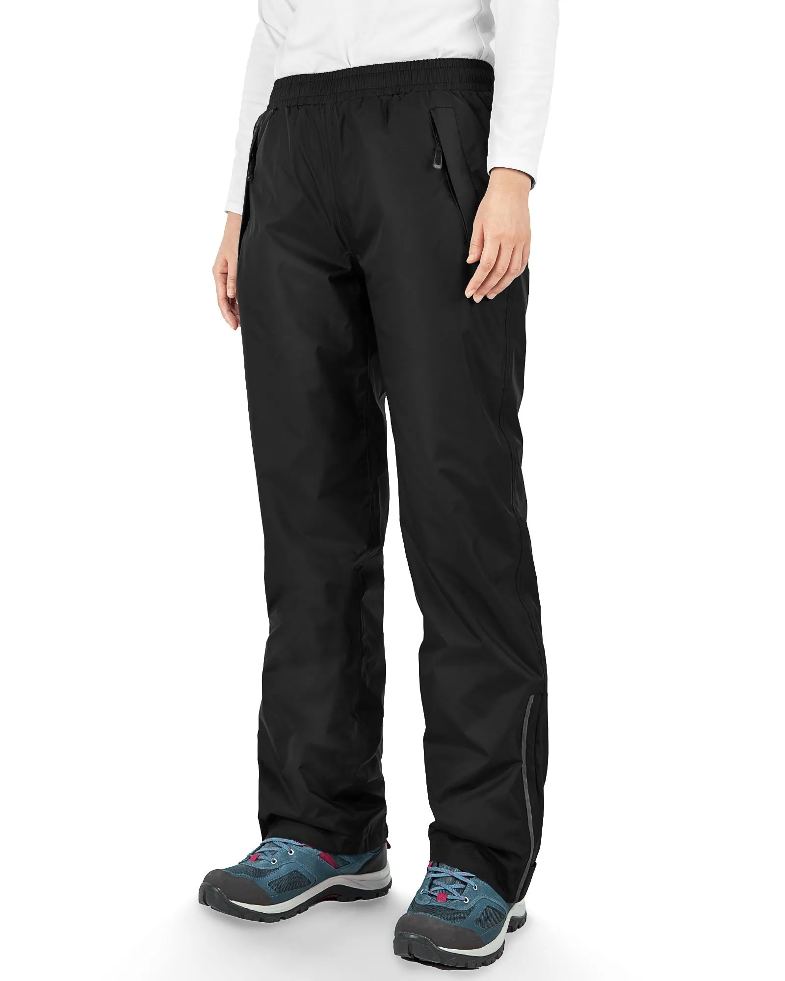 Women's Rain Pants with Reflective and Adjustable Design: 0.55 lbs 5000mm W/P Index 5000 Level Breathable