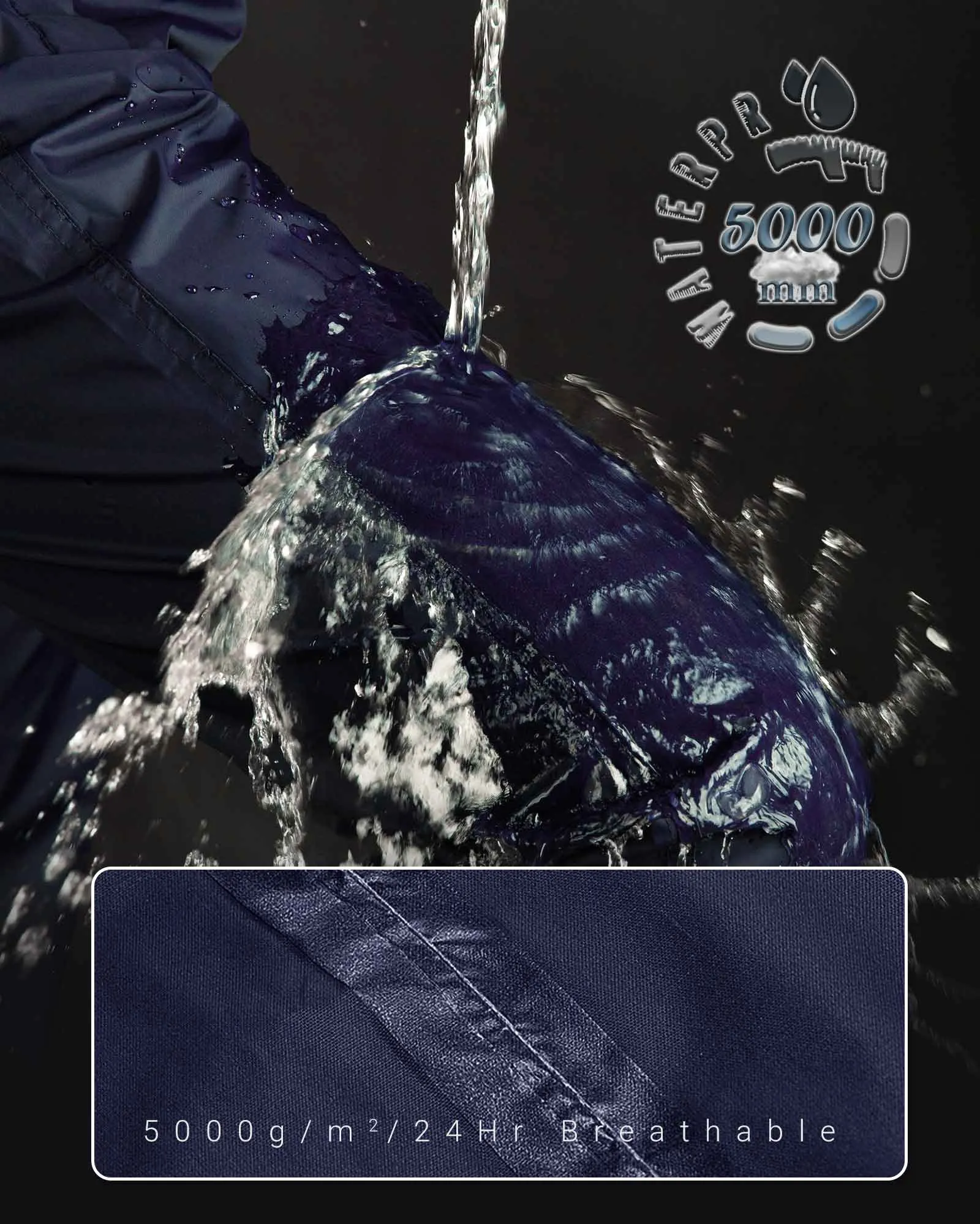 Women's Rain Pants with Reflective and Adjustable Design: 0.55 lbs 5000mm W/P Index 5000 Level Breathable