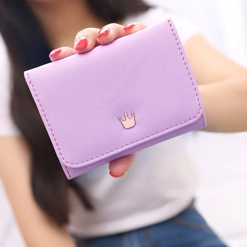 Women's Wallet Short Women Coin Purse Crown Wallets For Woman Card Holder Small Ladies Wallet Female Hasp Mini Clutch For Girl