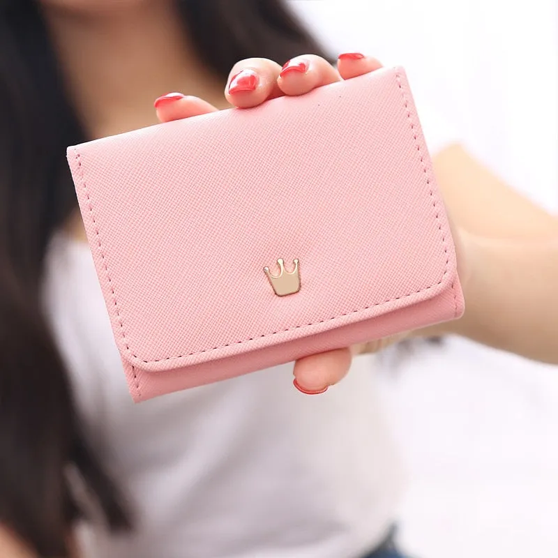 Women's Wallet Short Women Coin Purse Crown Wallets For Woman Card Holder Small Ladies Wallet Female Hasp Mini Clutch For Girl