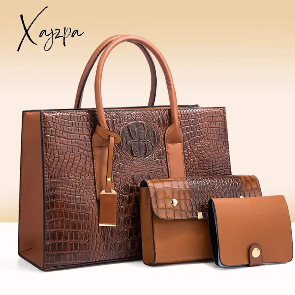 Xajzpa - Alligator Leather Luxury Handbag Women Bags Designer Brand Clutch Purse Female Tote Bag Ladies Shoulder Crossbody Bolsa Sac