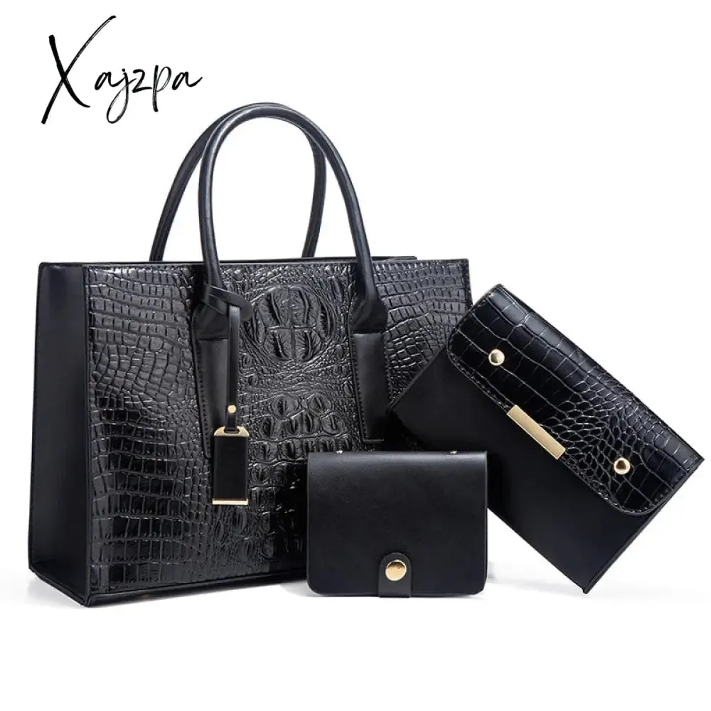 Xajzpa - Alligator Leather Luxury Handbag Women Bags Designer Brand Clutch Purse Female Tote Bag Ladies Shoulder Crossbody Bolsa Sac